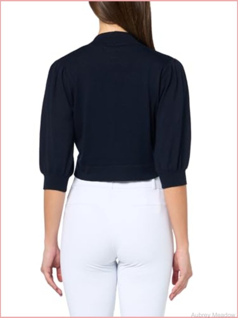 Women's Cropped Bolero Cardigan Open Front 3/4 Sleeve Knit Layering Piece - Picture 2 of 3